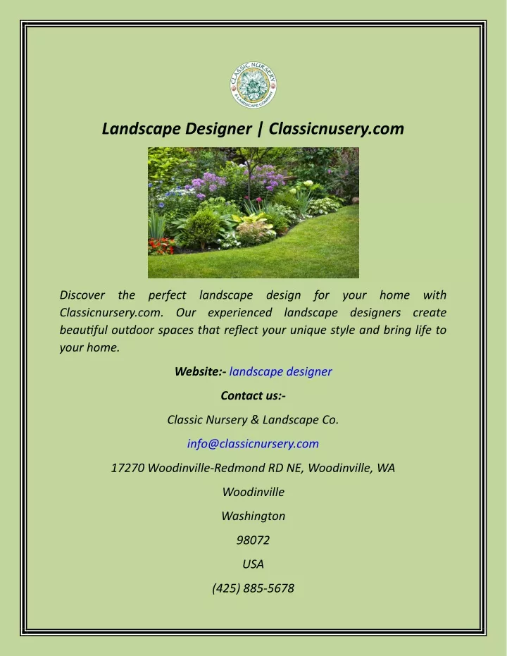 landscape designer classicnusery com