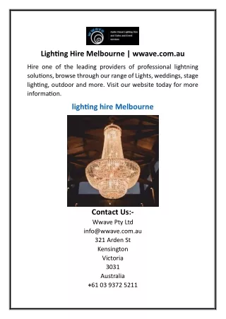 Lighting Hire Melbourne  wwave.com.au
