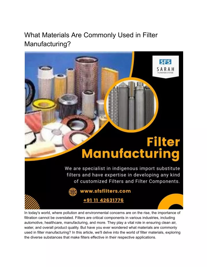 what materials are commonly used in filter