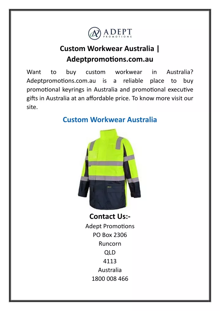 custom workwear australia adeptpromotions com au