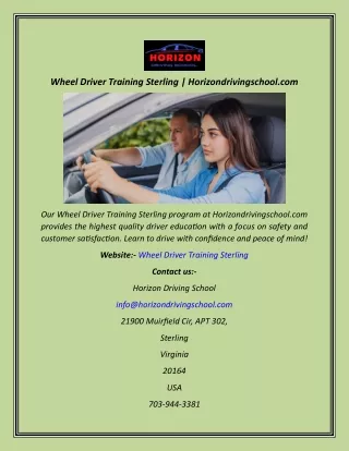 Wheel Driver Training Sterling  Horizondrivingschool