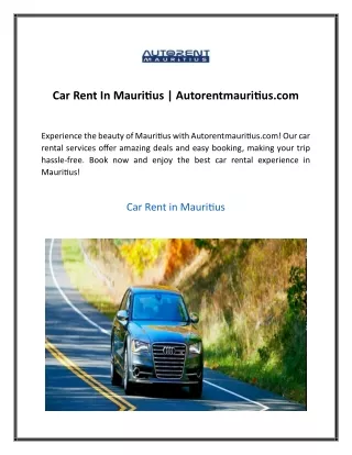 Car Rent In Mauritius  Autorentmauritius com