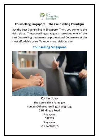 Counselling Singapore  The Counselling Paradigm