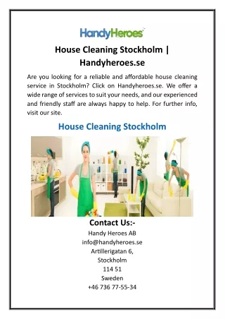 House Cleaning Stockholm  Handyheroes.se