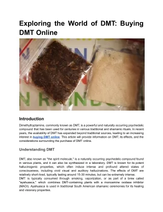 Exploring the World of DMT_ Buying DMT Online