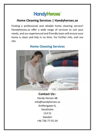 Home Cleaning Services  Handyheroes.se
