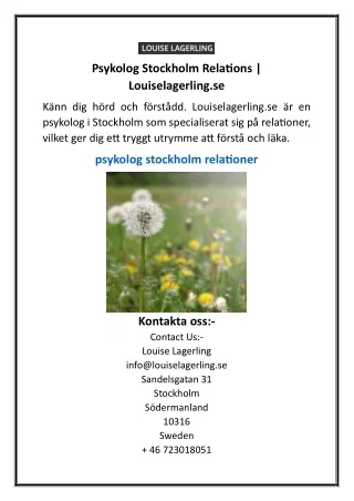Psykolog Stockholm Relations  Louiselagerling.se