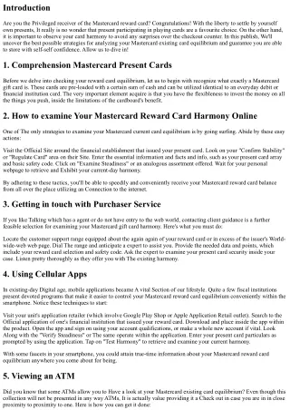 Top rated Tips for Examining Your Mastercard Gift Card Balance