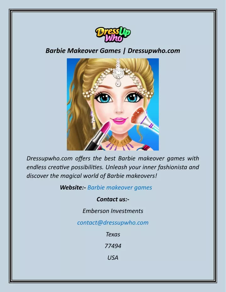 barbie makeover games dressupwho com