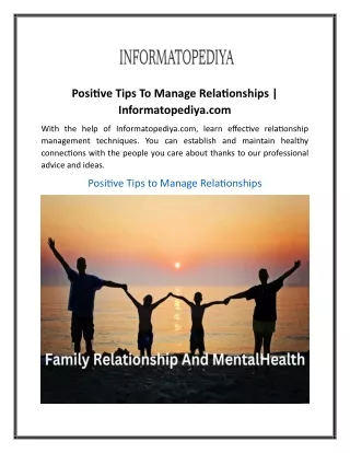 Positive Tips To Manage Relationships  Informatopediya com