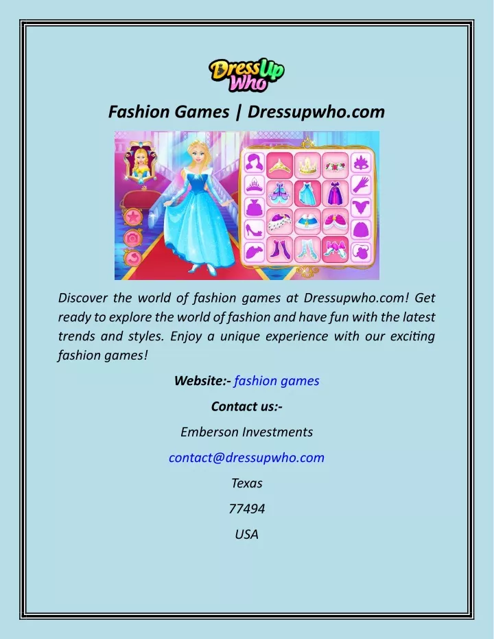 fashion games dressupwho com