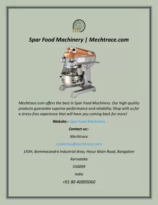 spar food machinery mechtrace com