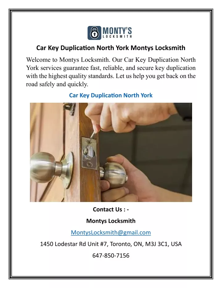 car key duplication north york montys locksmith