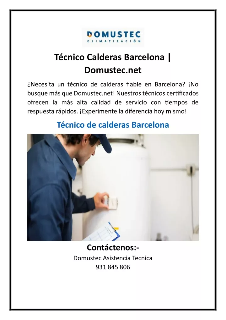 t cnico calderas barcelona domustec net