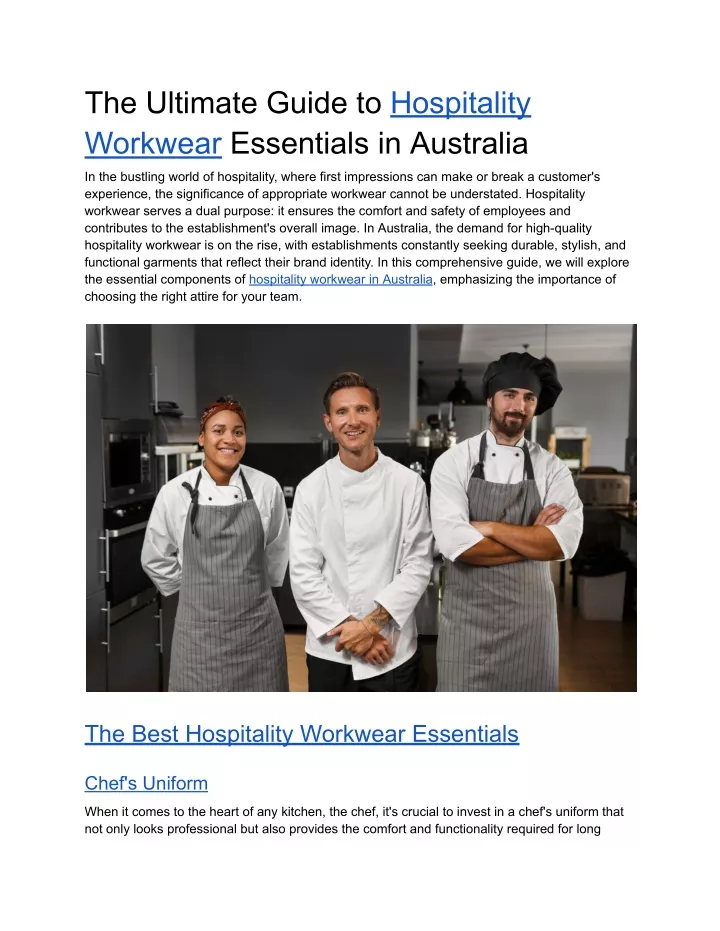 the ultimate guide to hospitality workwear