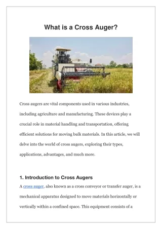 What is a Cross Auger