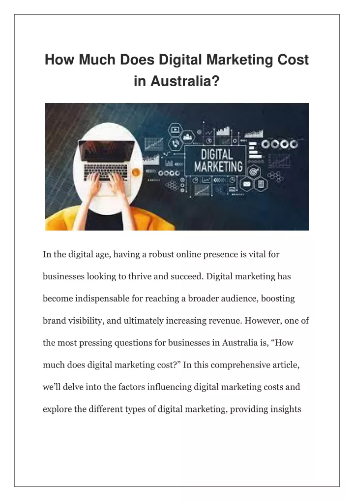 how much does digital marketing cost in australia