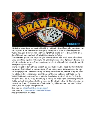 Học cách chơi Draw Poker từ chuyên gia tại Fun88dt mới nhất năm 2023