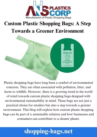 Custom Plastic Shopping Bags A Step Towards a Greener Environment