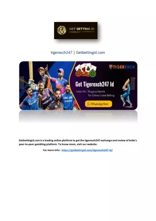 tigerexch247 getbettingid com tigerexch247