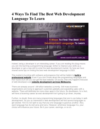 4 Ways To Find The Best Web Development Language To Learn