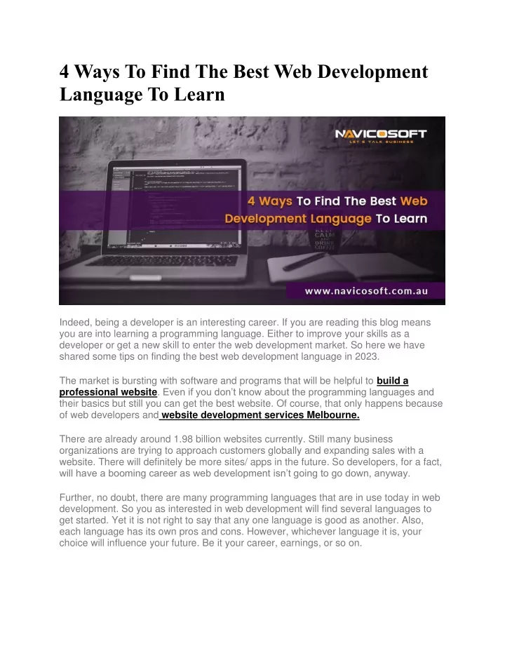 4 ways to find the best web development language