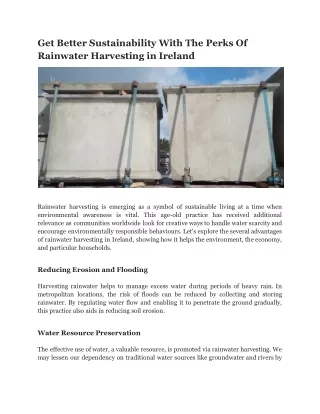 Rainwater Harvesting Tanks In Ireland