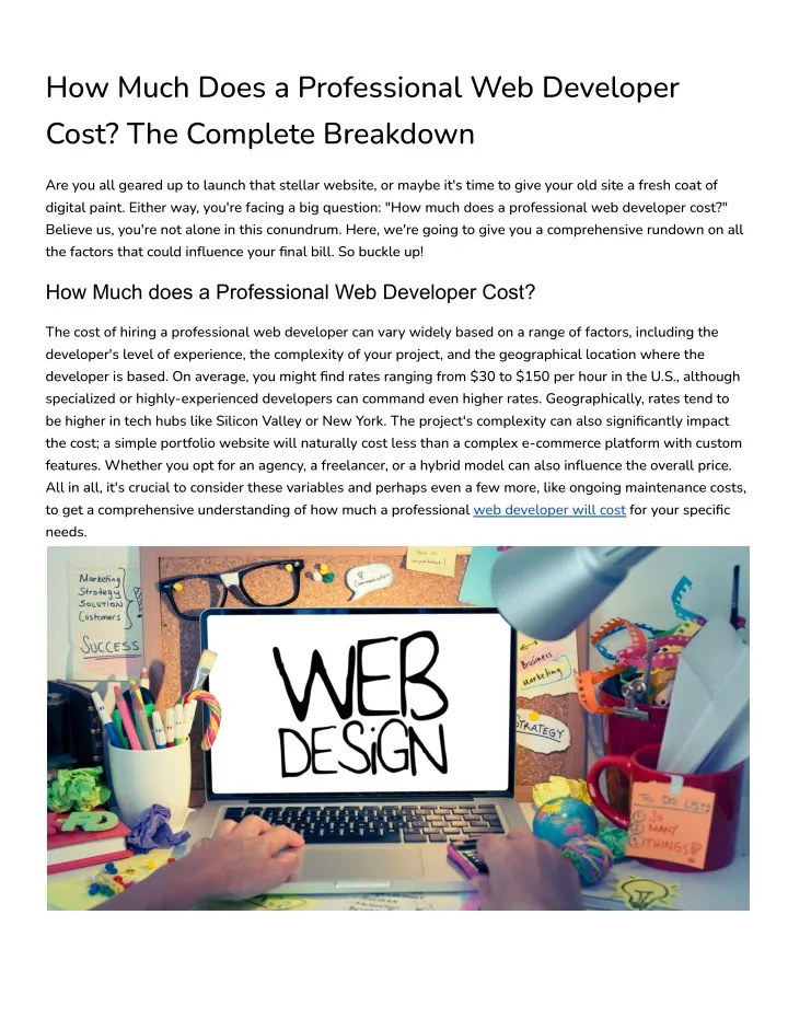 how much does a professional web developer cost