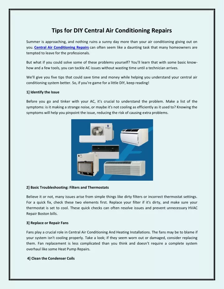 tips for diy central air conditioning repairs