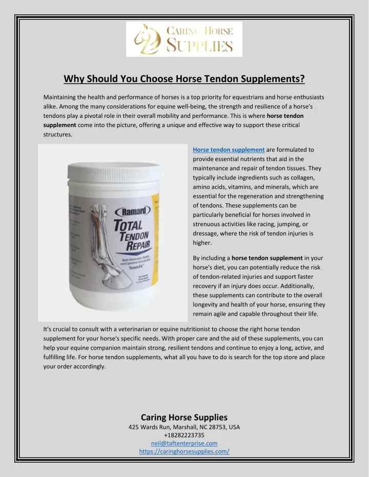 why should you choose horse tendon supplements