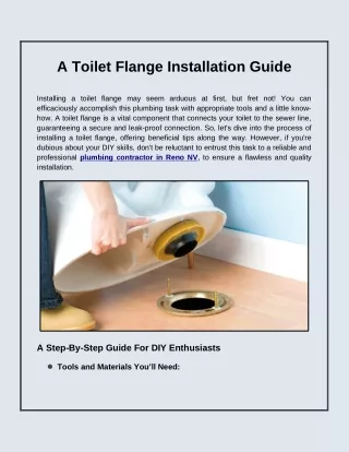 A Toilet Flange Installation Guide