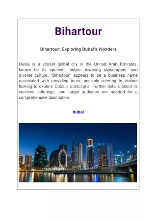 Bihartour Exploring Dubai's Wonders