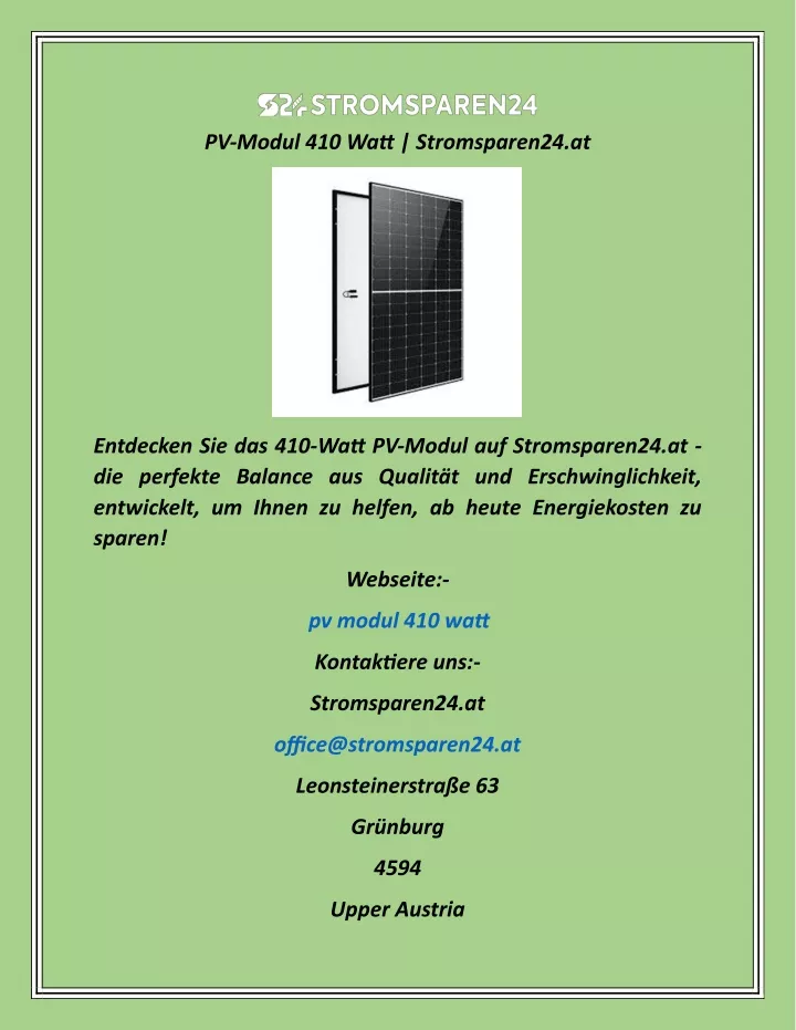 pv modul 410 watt stromsparen24 at