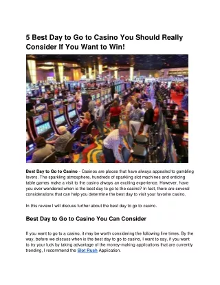 5 best day to go to casino you should really