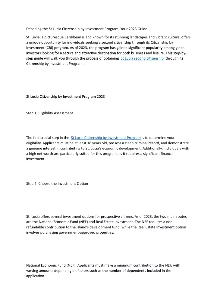 decoding the st lucia citizenship by investment