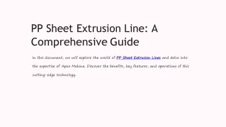 PP Sheet Extrusion Line A Comprehensive Guide Updated