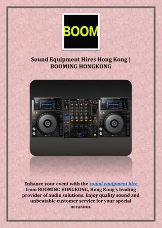 Sound Equipment Hires Hong Kong | BOOMING HONGKONG