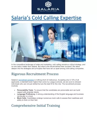 Salaria’s Cold Calling Expertise
