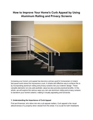 Improve Your Home's Curb Appeal by Using Aluminum Railing and Privacy Screens