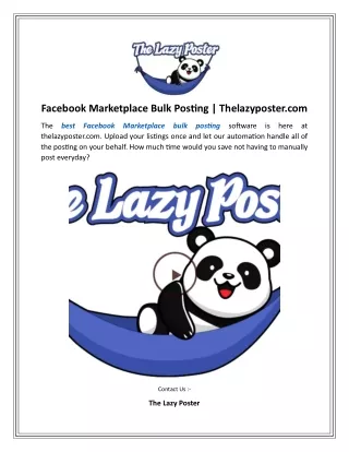 Facebook Marketplace Bulk Posting   Thelazyposter