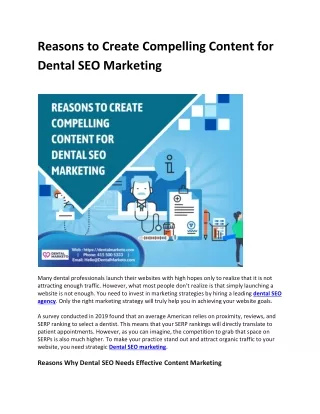 Reasons to Create Compelling Content for Dental SEO Marketing