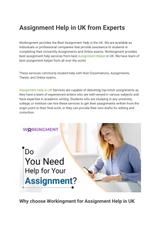 Assignment Help in UK from Experts