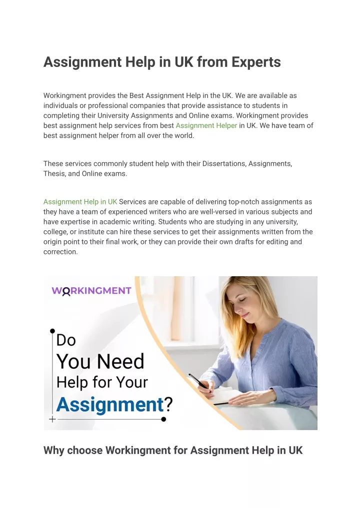 assignment help in uk from experts