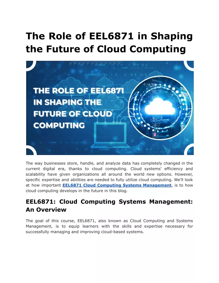 the role of eel6871 in shaping the future