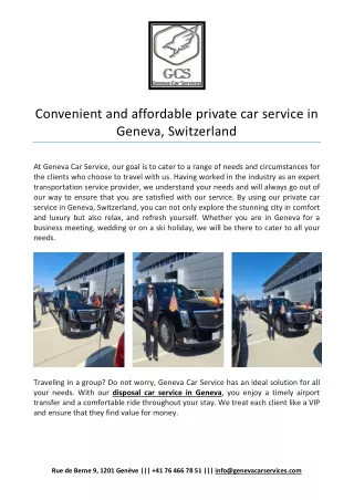 Convenient and affordable private car service in Geneva, Switzerland