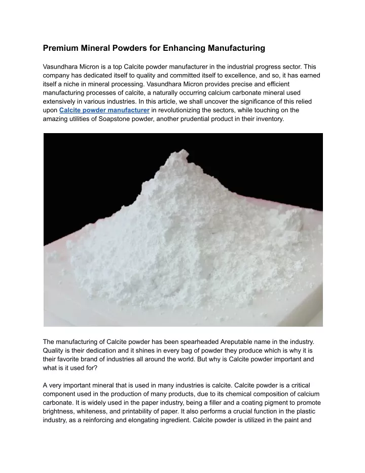 premium mineral powders for enhancing