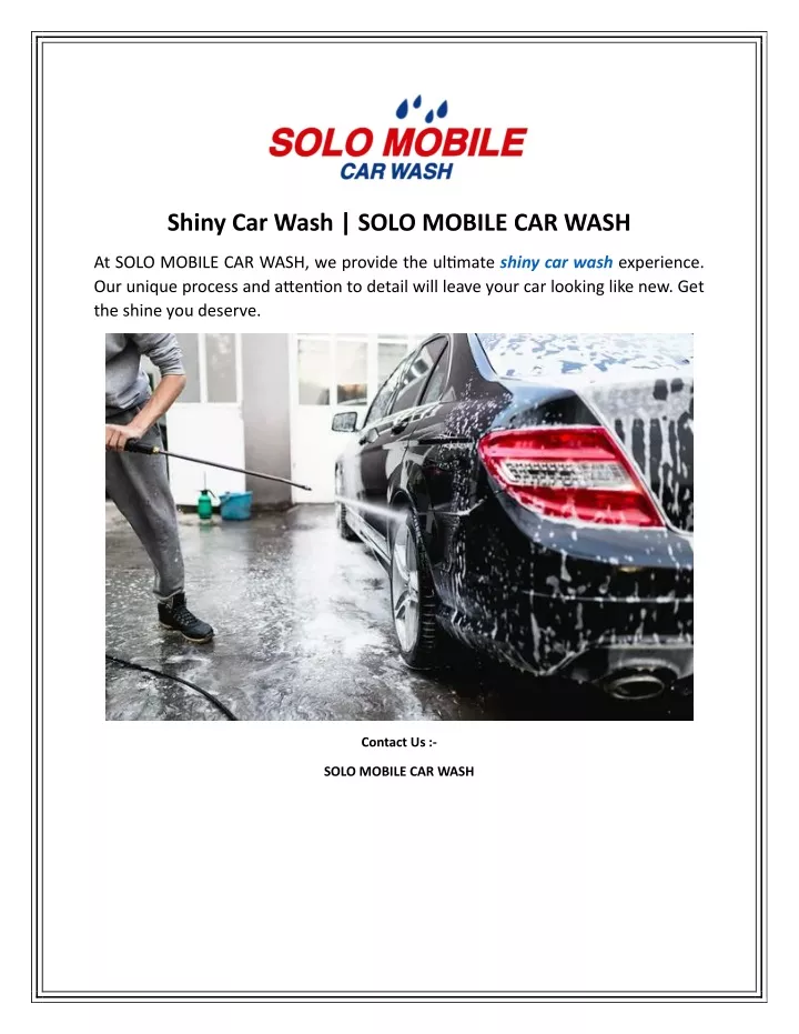 shiny car wash solo mobile car wash