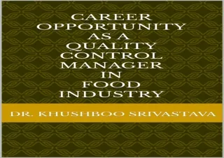 FREE READ (PDF) Career Opportunity as a Quality Control Manager (Quality Assurance and Quality Control) in the Food Indu