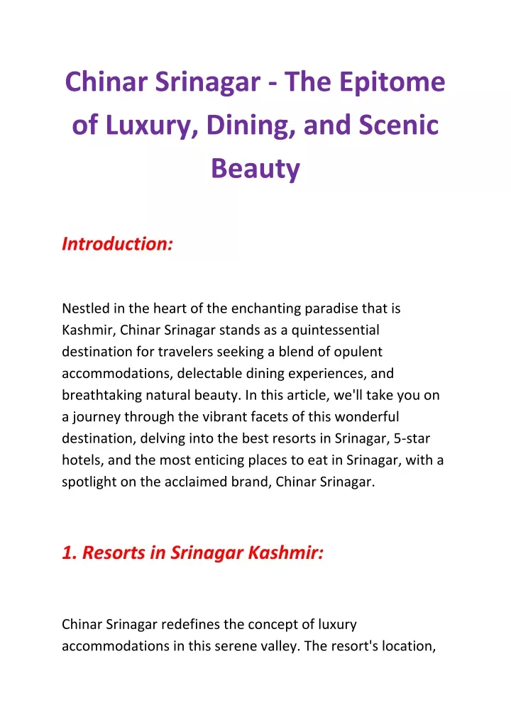chinar srinagar the epitome of luxury dining