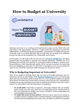 how to budget at university